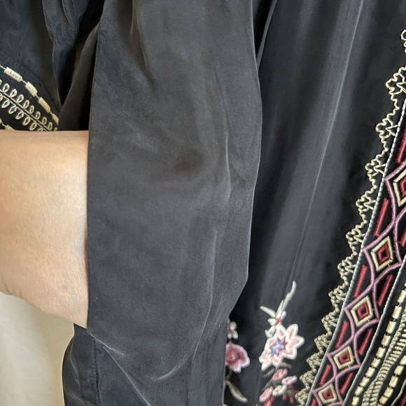 Johnny Was NWOT Sz 1X Fairlie Midi Dress Long Slv Embroidered Boho Black Belted - Picture 5 of 10
